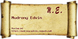 Mudrony Edvin névjegykártya